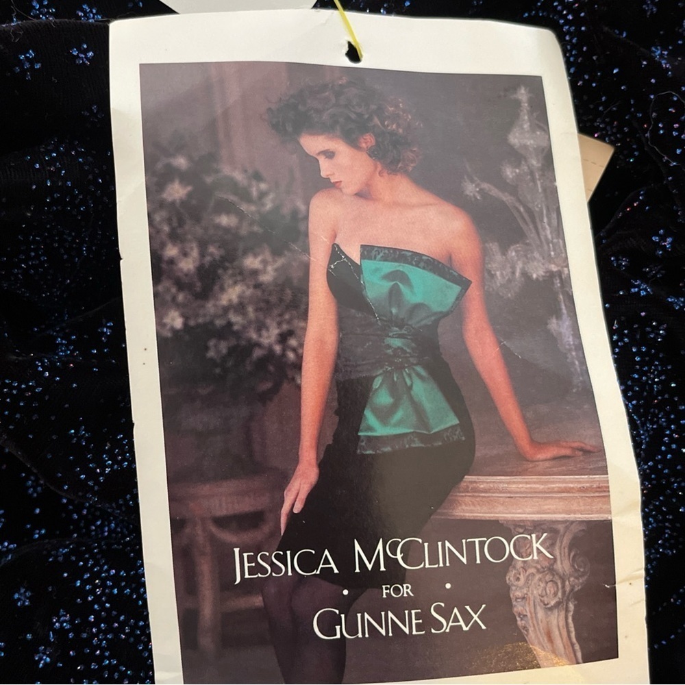 Gunne Sax By Jessica McClintock Velvet Sparkly Long Sleeve Peplum Top Women’s 11 - Picture 7 of 11